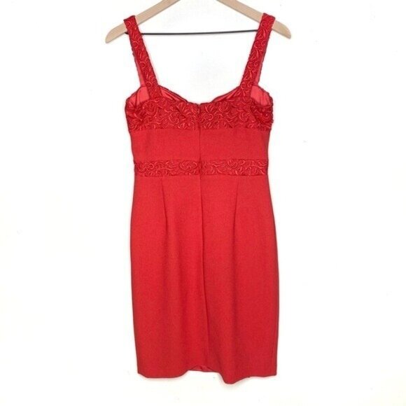 David Meister Lace Bust Cocktail Dress Sheath Red 4 - Picture 4 of 7